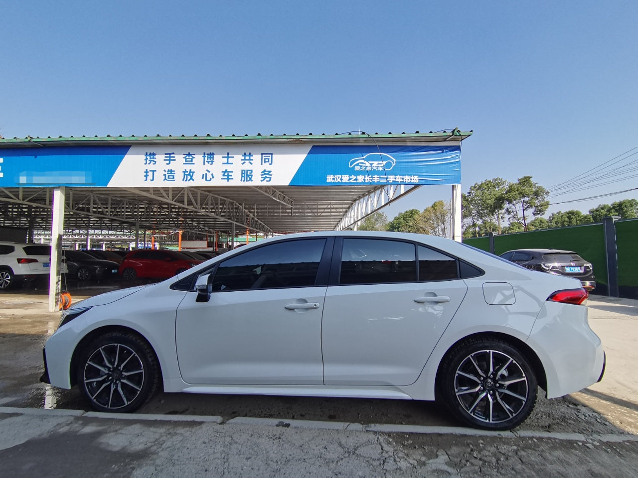 Toyota Corolla 2023 вид сбоку белого цвета